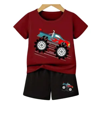 Marron Color Printed T-shirt Set